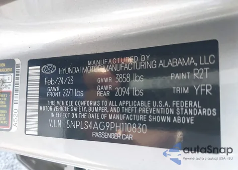 2023 Hyundai Elantra Sel из США, поврежденный, VIN 5NPLS4AG9PH110830